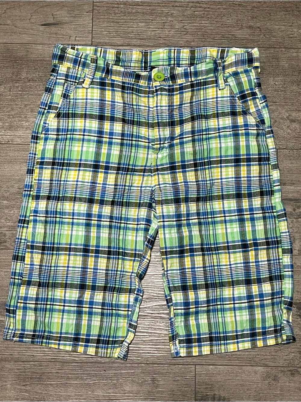 Plaid Kids Shorts in Blue & Green - Brand Blac Label